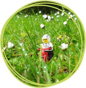 Lego figure in green grass